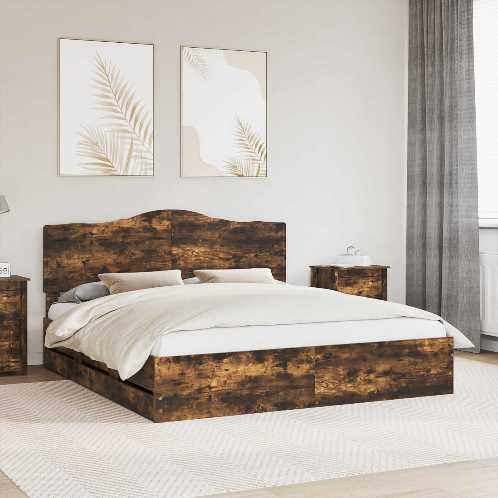 Σκελετός Κρεβατιού Καπνισμένο Ξύλο Δρυός 180 x 200 cm