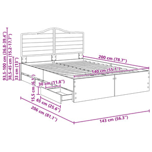 Σκελετός Κρεβατιού Λευκό 140 x 200 cm Μηχανήματος Ξύλο