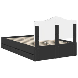 Σκελετός Κρεβατιού Μαύρο 135 x 190 cm Μηχανήματος Ξύλο - Pakobazaar