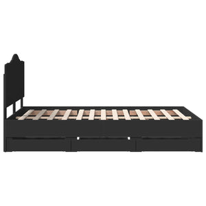 Σκελετός Κρεβατιού Μαύρο 135 x 190 cm Μηχανήματος Ξύλο - Pakobazaar