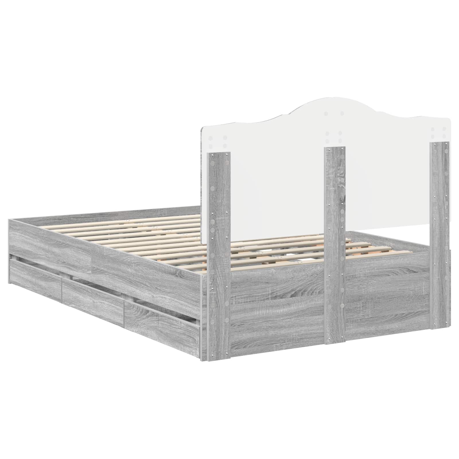 Σκελετός Κρεβατιού Γκρι Σονομά 135 x 190 cm Μηχανήματος Ξύλο