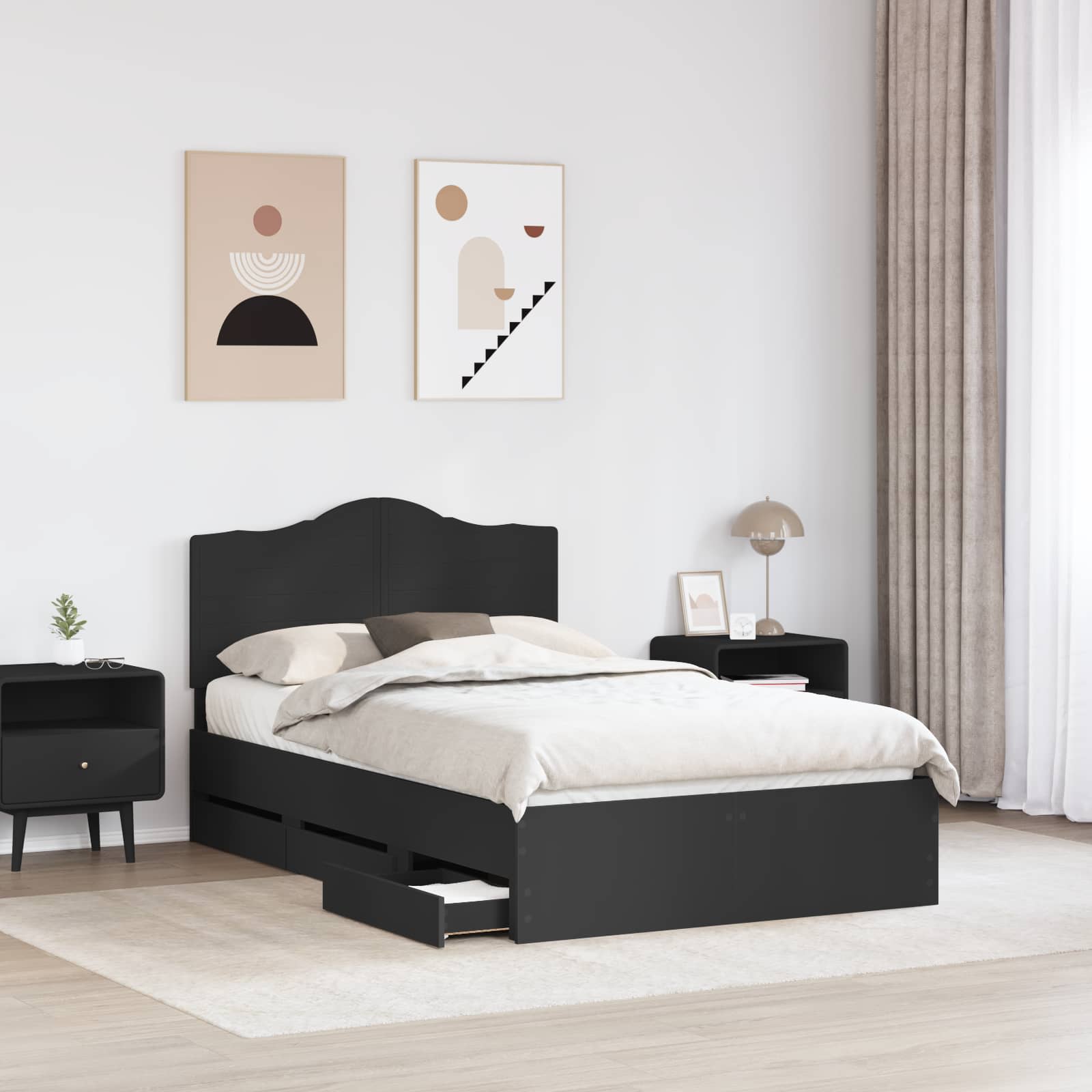 Σκελετός Κρεβατιού Μαύρο 120 x 190 cm Μηχανήματος Ξύλο