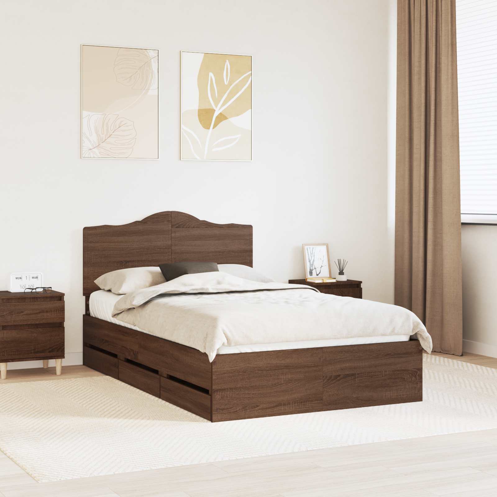 Σκελετός Κρεβατιού Καφέ δρυς 120 x 190 cm Μηχανήματος Ξύλο