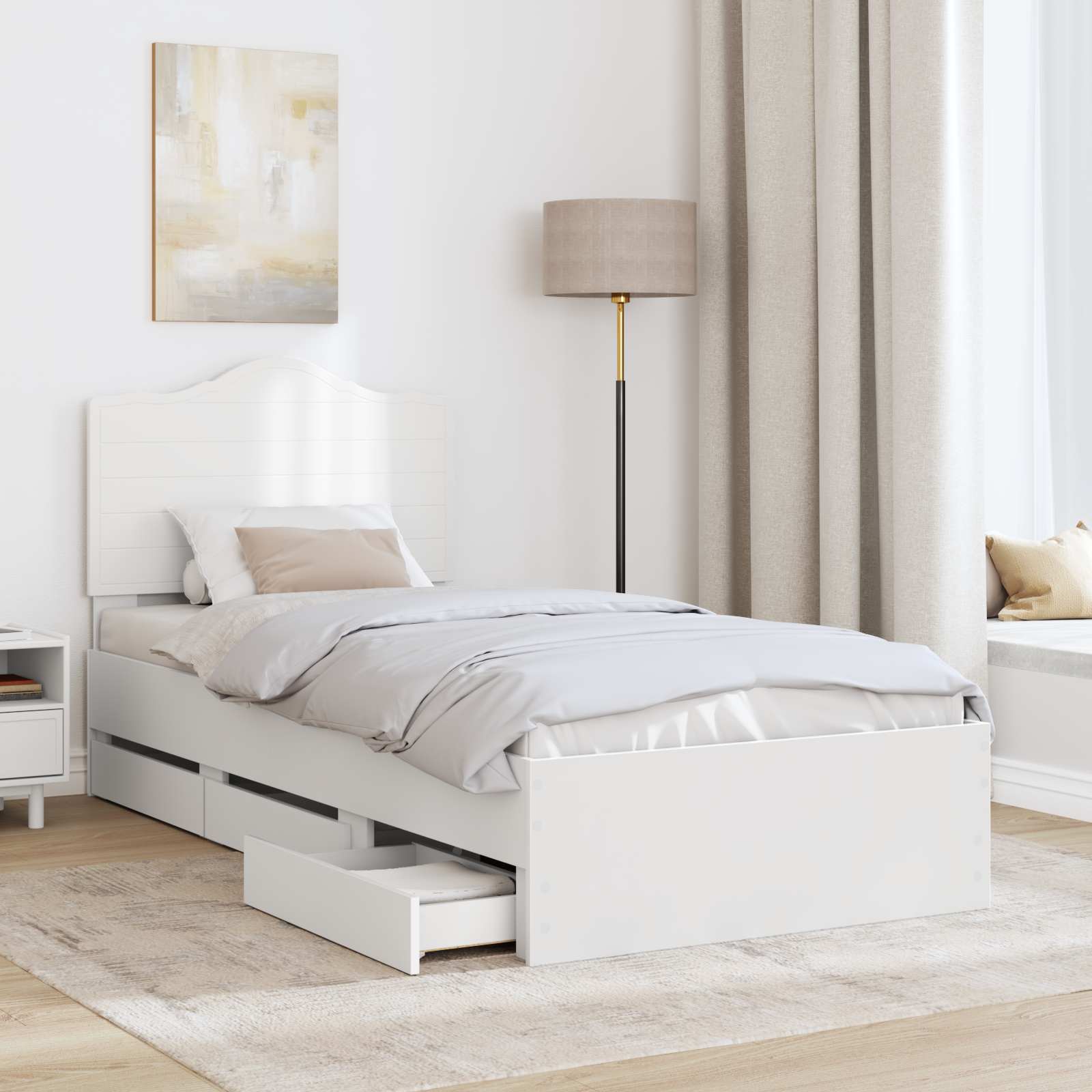 Σκελετός Κρεβατιού Λευκό 90 x 190 cm Μηχανήματος Ξύλο