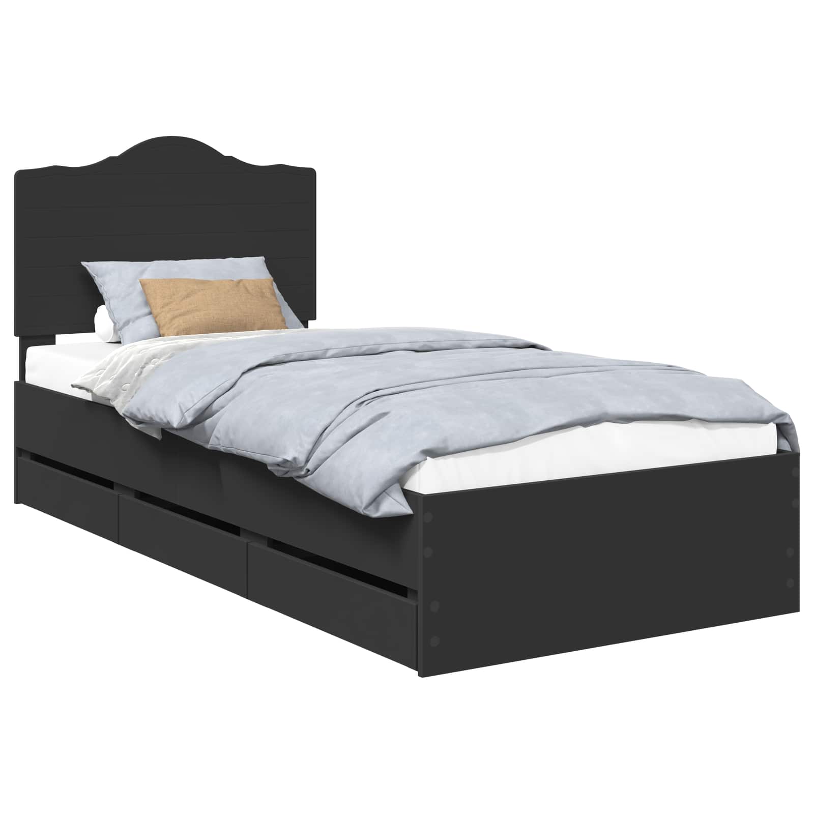 Σκελετός Κρεβατιού Μαύρο 90 x 190 cm Μηχανήματος Ξύλο