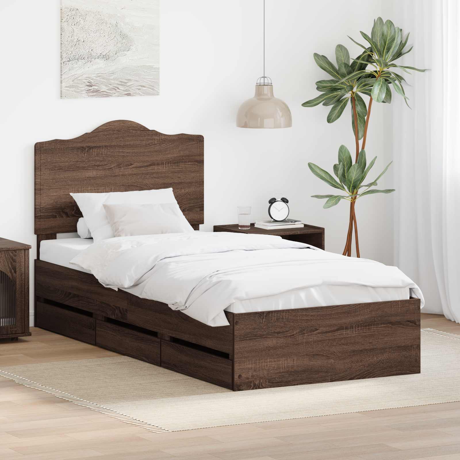 Σκελετός Κρεβατιού Καφέ δρυς 90 x 190 cm Μηχανήματος Ξύλο