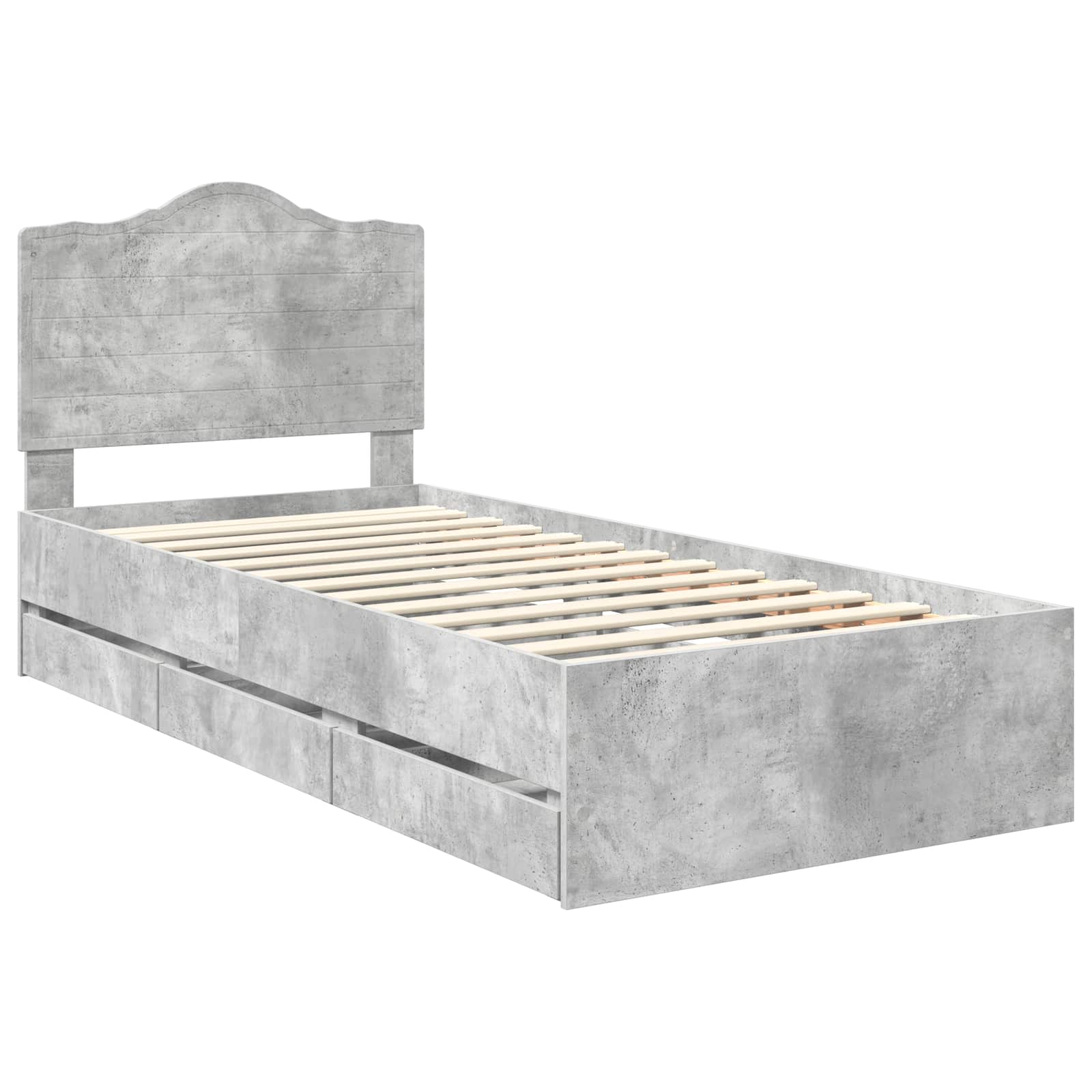 Σκελετός Κρεβατιού Σκυρόχρωμο Γκρι 75 x 190 cm Μηχανήματος Ξύλο