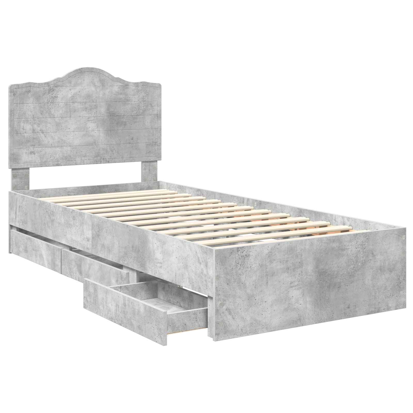 Σκελετός Κρεβατιού Σκυρόχρωμο Γκρι 75 x 190 cm Μηχανήματος Ξύλο