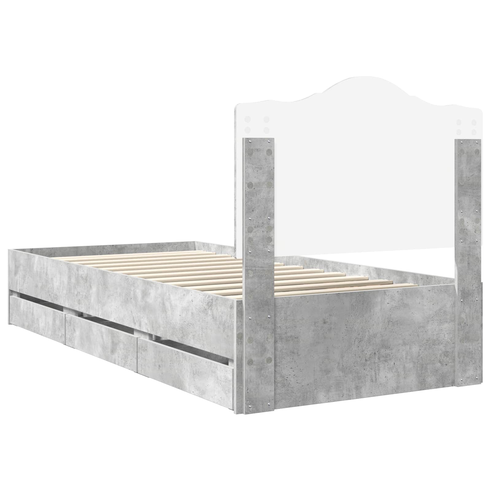 Σκελετός Κρεβατιού Σκυρόχρωμο Γκρι 75 x 190 cm Μηχανήματος Ξύλο