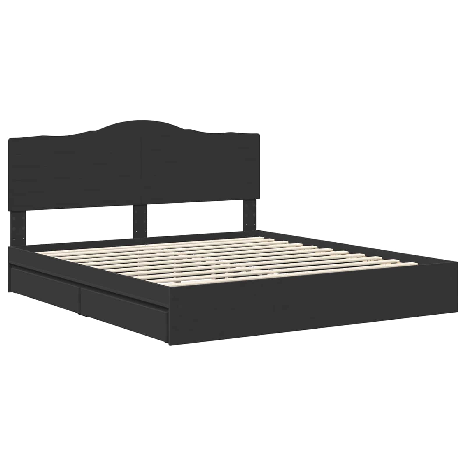 Κρεβάτι Αποθήκης Μαύρο 200 x 200 cm Επεξεργασμένο ξύλο