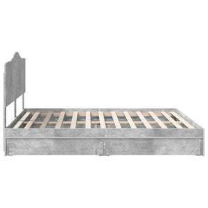 Κρεβάτι Αποθήκης Σκυρόδεμα Γκρι 200 x 200 cm Επεξεργασμένο Ξύλο