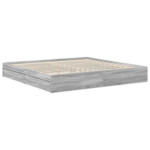 Κρεβάτι Αποθήκης Γκρίζο Σονομα 200 x 200 cm Επεξεργασμένο Ξύλο