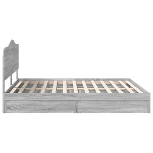 Κρεβάτι Αποθήκης Γκρίζο Σονομα 200 x 200 cm Επεξεργασμένο Ξύλο