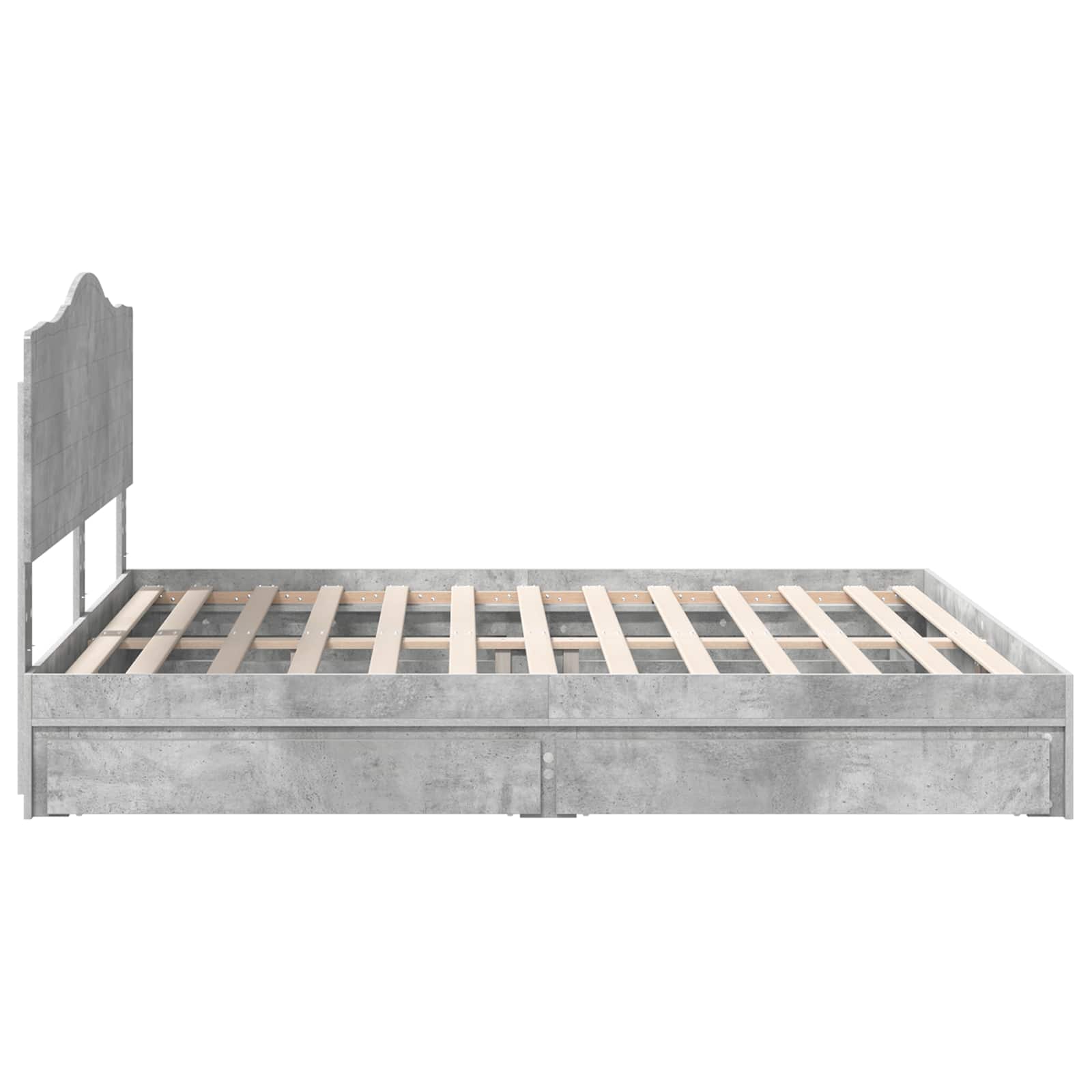Κρεβάτι Αποθήκης Σκυρόδεμα Γκρι 180 x 200 cm Επεξεργασμένο ξύλο - Pakobazaar