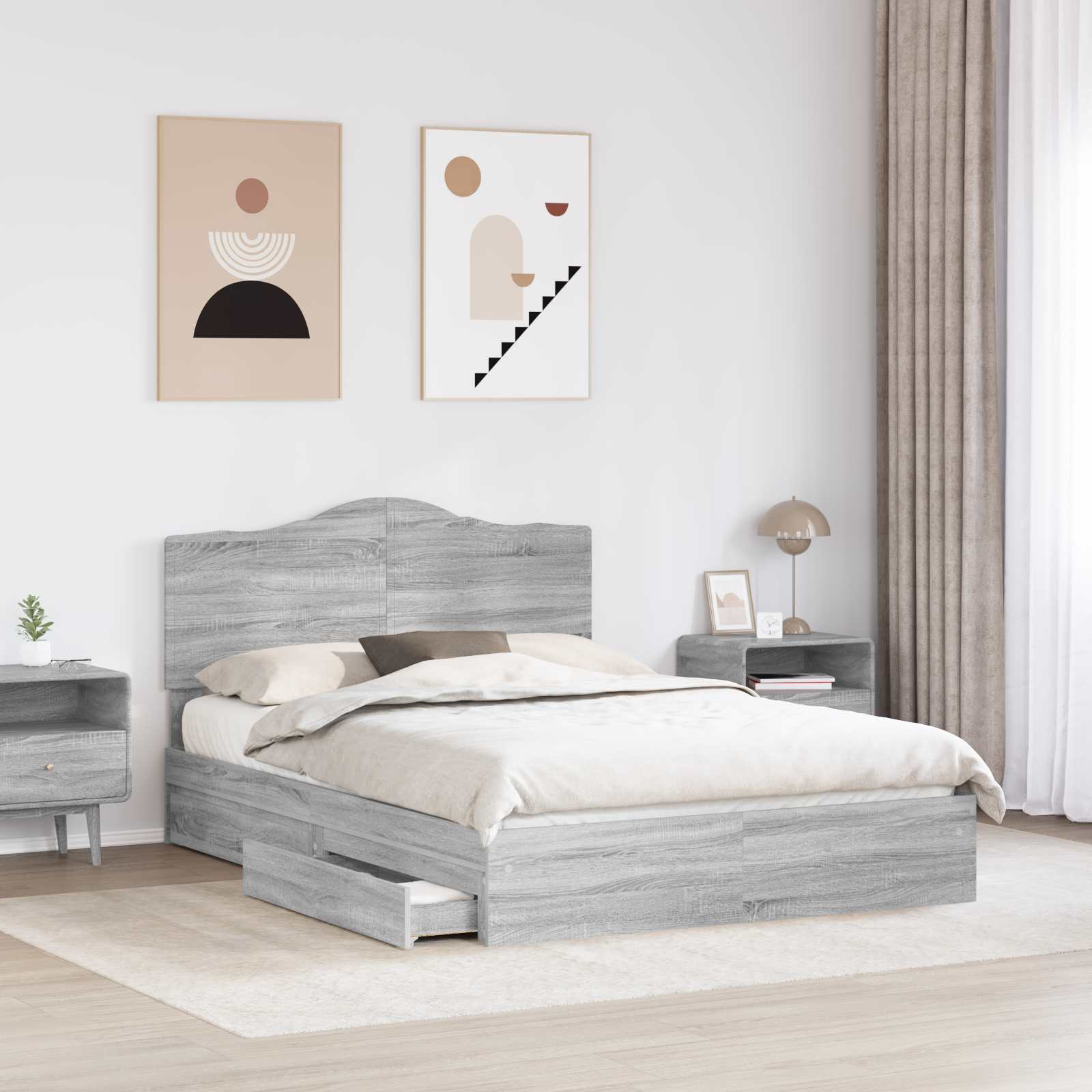 Κρεβάτι Αποθήκης Γκρίζο Σονομα 160 x 200 cm Επεξεργασμένο ξύλο