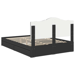 Κρεβάτι Αποθήκης Μαύρο 150 x 200 cm Επεξεργασμένο Ξύλο - Pakobazaar