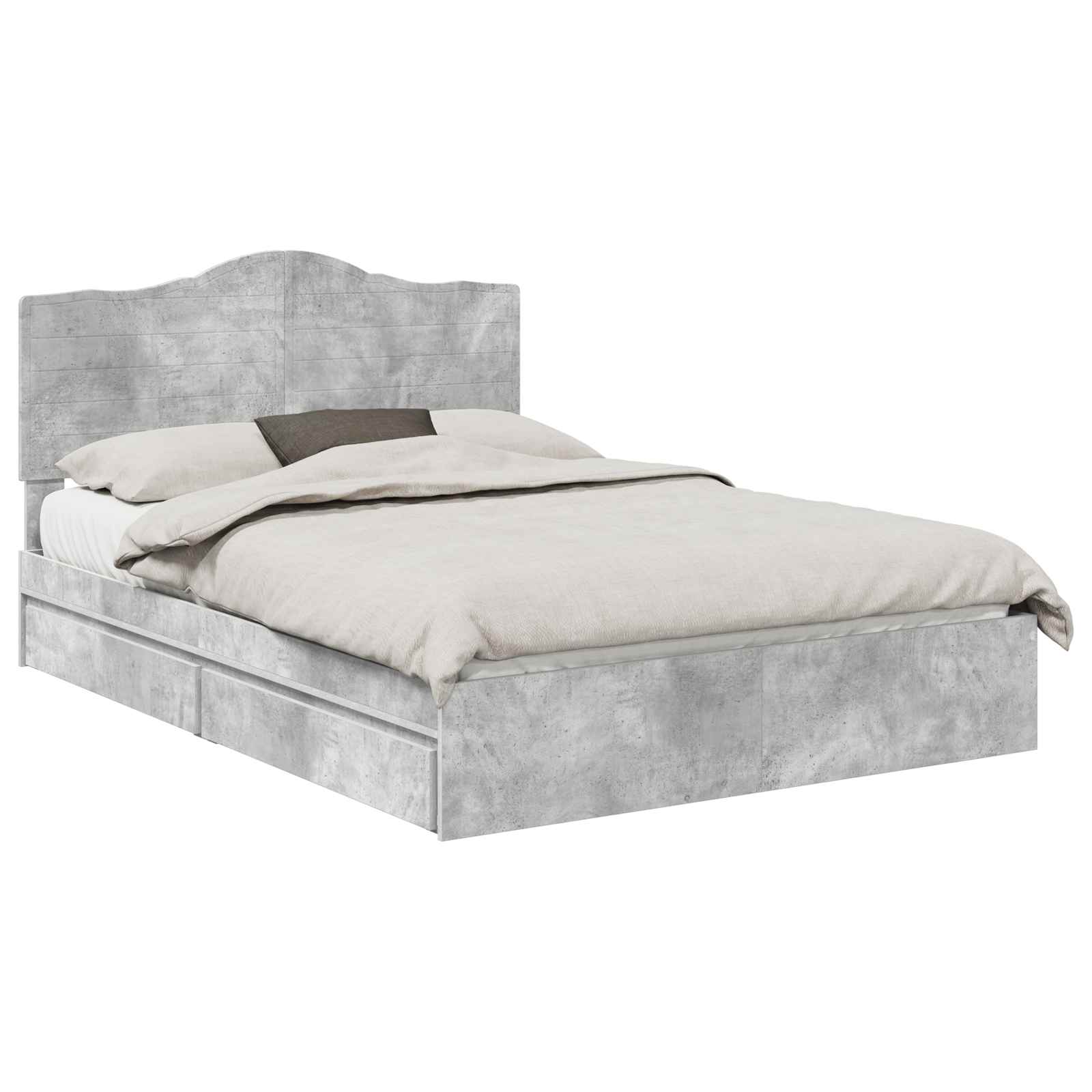 Κρεβάτι Αποθήκης Σκυρόδεμα Γκρι 140 x 190 cm Επεξεργασμένο Ξύλο