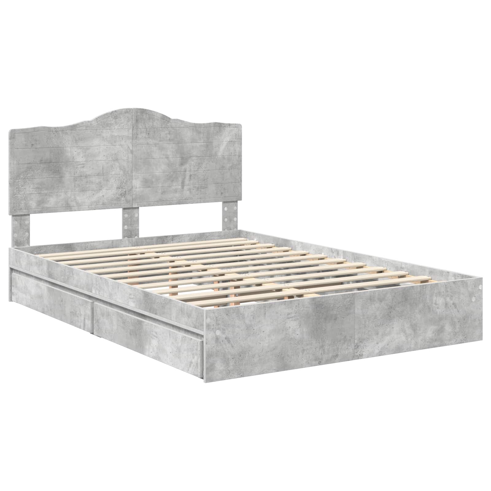 Κρεβάτι Αποθήκης Σκυρόδεμα Γκρι 140 x 190 cm Επεξεργασμένο Ξύλο
