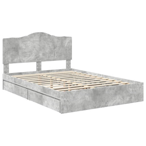 Κρεβάτι Αποθήκης Σκυρόδεμα Γκρι 140 x 190 cm Επεξεργασμένο Ξύλο