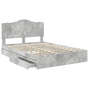 Κρεβάτι Αποθήκης Σκυρόδεμα Γκρι 140 x 190 cm Επεξεργασμένο Ξύλο