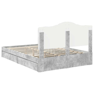 Κρεβάτι Αποθήκης Σκυρόδεμα Γκρι 140 x 190 cm Επεξεργασμένο Ξύλο