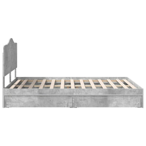 Κρεβάτι Αποθήκης Σκυρόδεμα Γκρι 140 x 190 cm Επεξεργασμένο Ξύλο