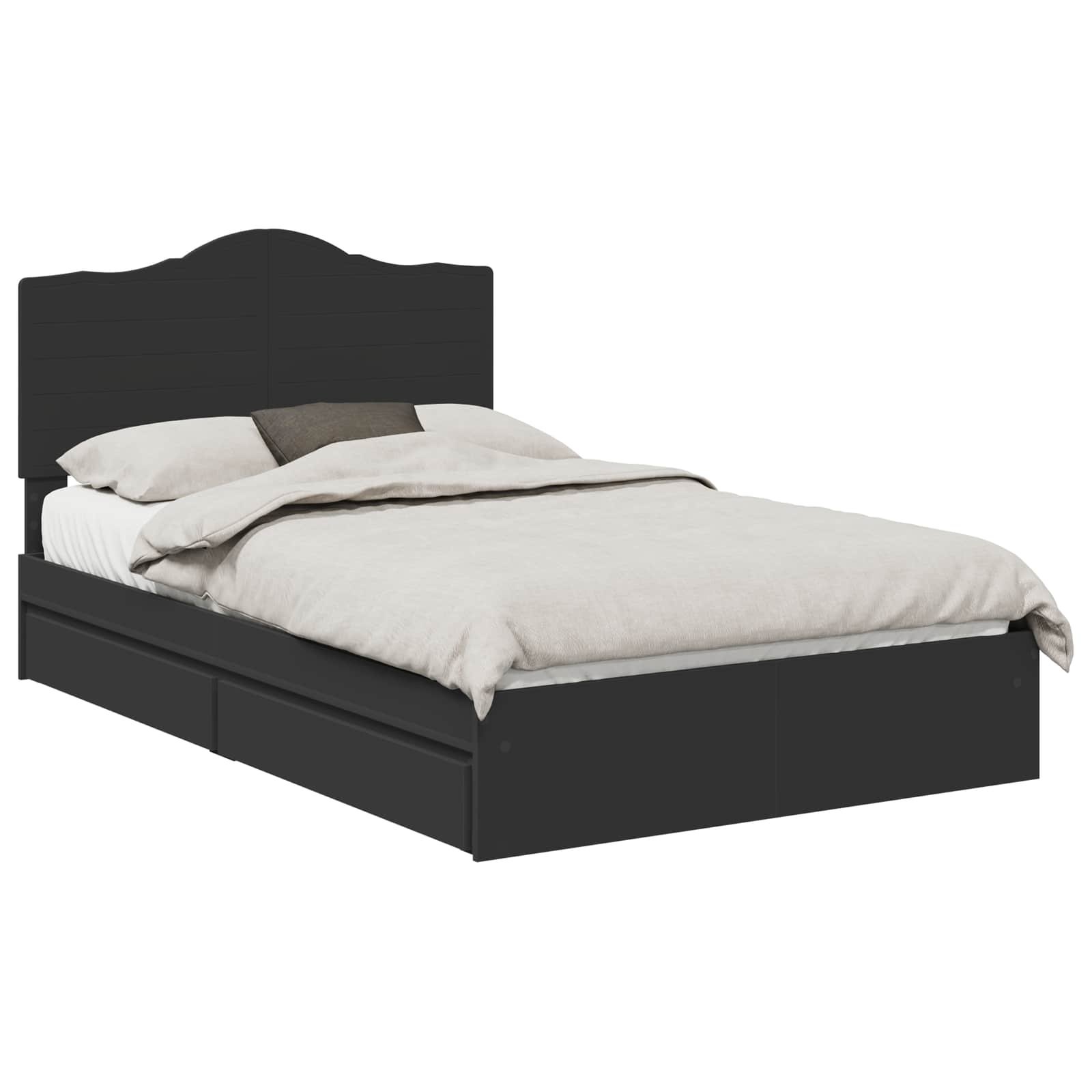 Κρεβάτι Αποθήκης Μαύρο 135 x 190 cm Επεξεργασμένο ξύλο - Pakobazaar