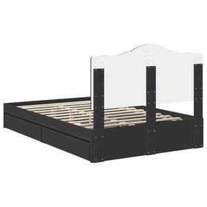 Κρεβάτι Αποθήκης Μαύρο 135 x 190 cm Επεξεργασμένο ξύλο - Pakobazaar