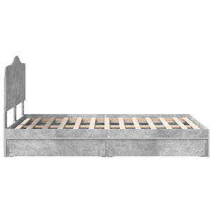 Κρεβάτι Αποθήκης Σκυρόδεμα Γκρι 135 x 190 cm Επεξεργασμένο Ξύλο