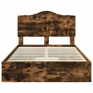 Κρεβάτι Αποθήκης Καπνιστό Δρύς 135 x 190 cm Επεξεργασμένο Ξύλο