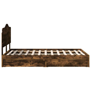 Κρεβάτι Αποθήκης Καπνιστό Δρύς 135 x 190 cm Επεξεργασμένο Ξύλο