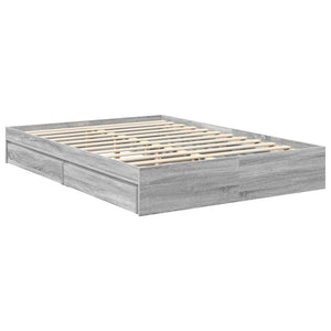 Κρεβάτι Αποθήκης Γκρίζο Σονομα 135 x 190 cm Επεξεργασμένο Ξύλο