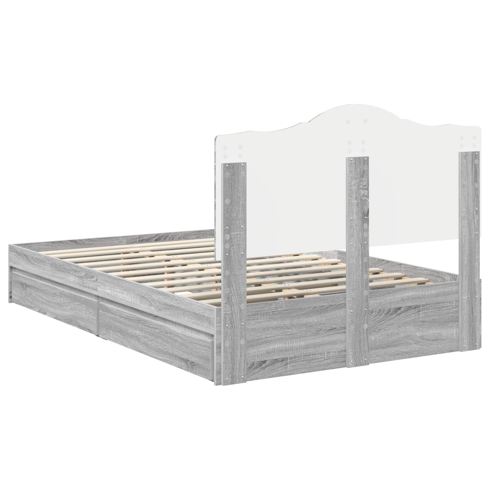 Κρεβάτι Αποθήκης Γκρίζο Σονομα 135 x 190 cm Επεξεργασμένο Ξύλο