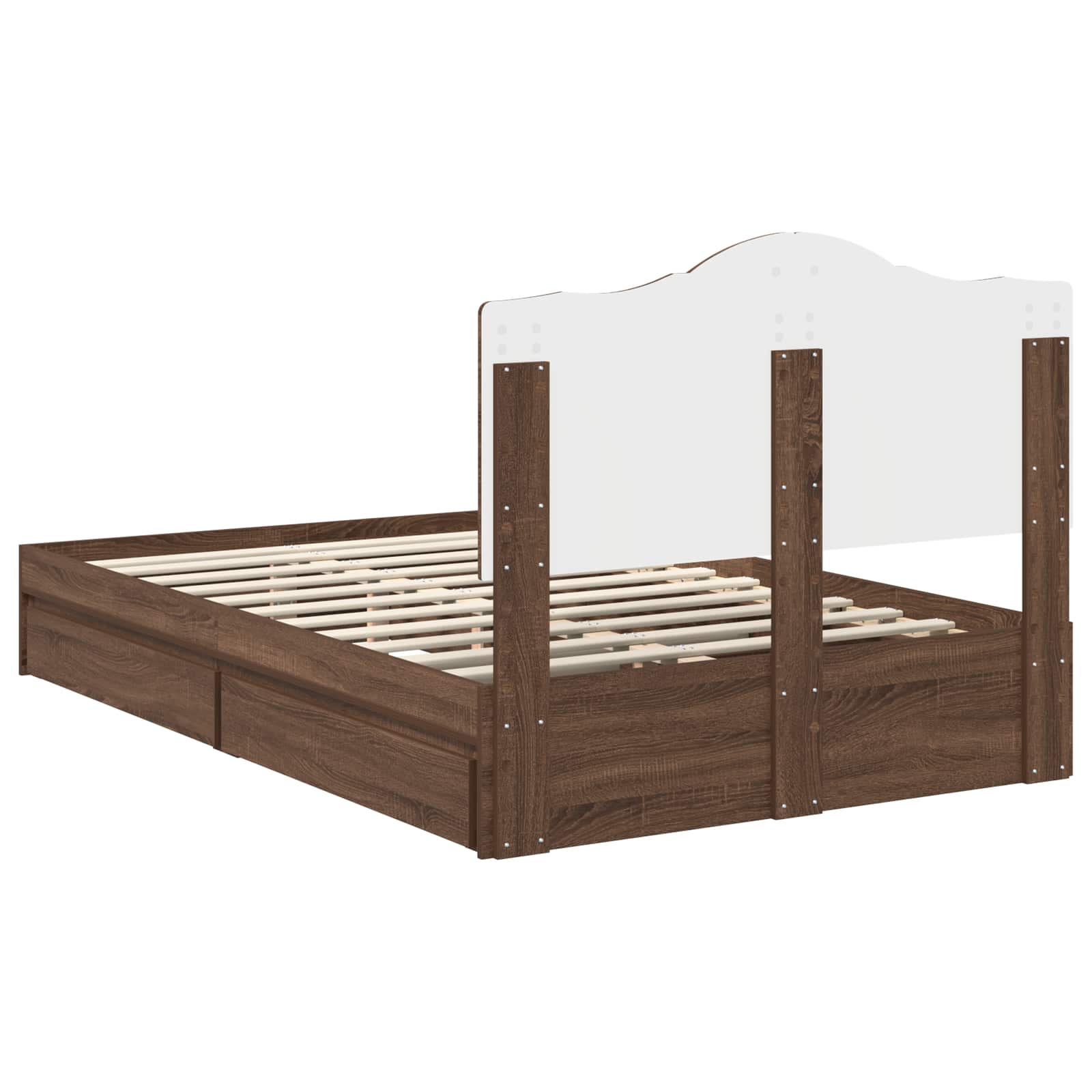 Κρεβάτι Αποθήκης Καφέ δρυς 135 x 190 cm Επεξεργασμένο Ξύλο