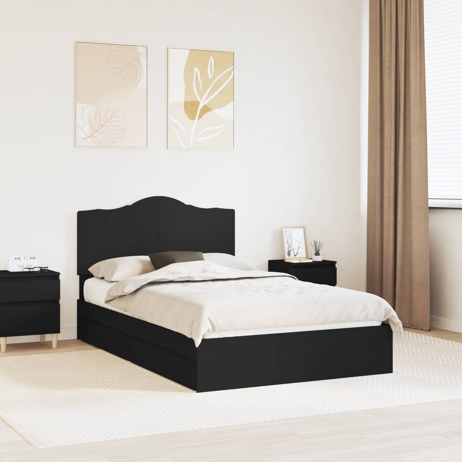 Κρεβάτι Αποθήκης Μαύρο 120 x 190 cm Επεξεργασμένο ξύλο - Pakobazaar