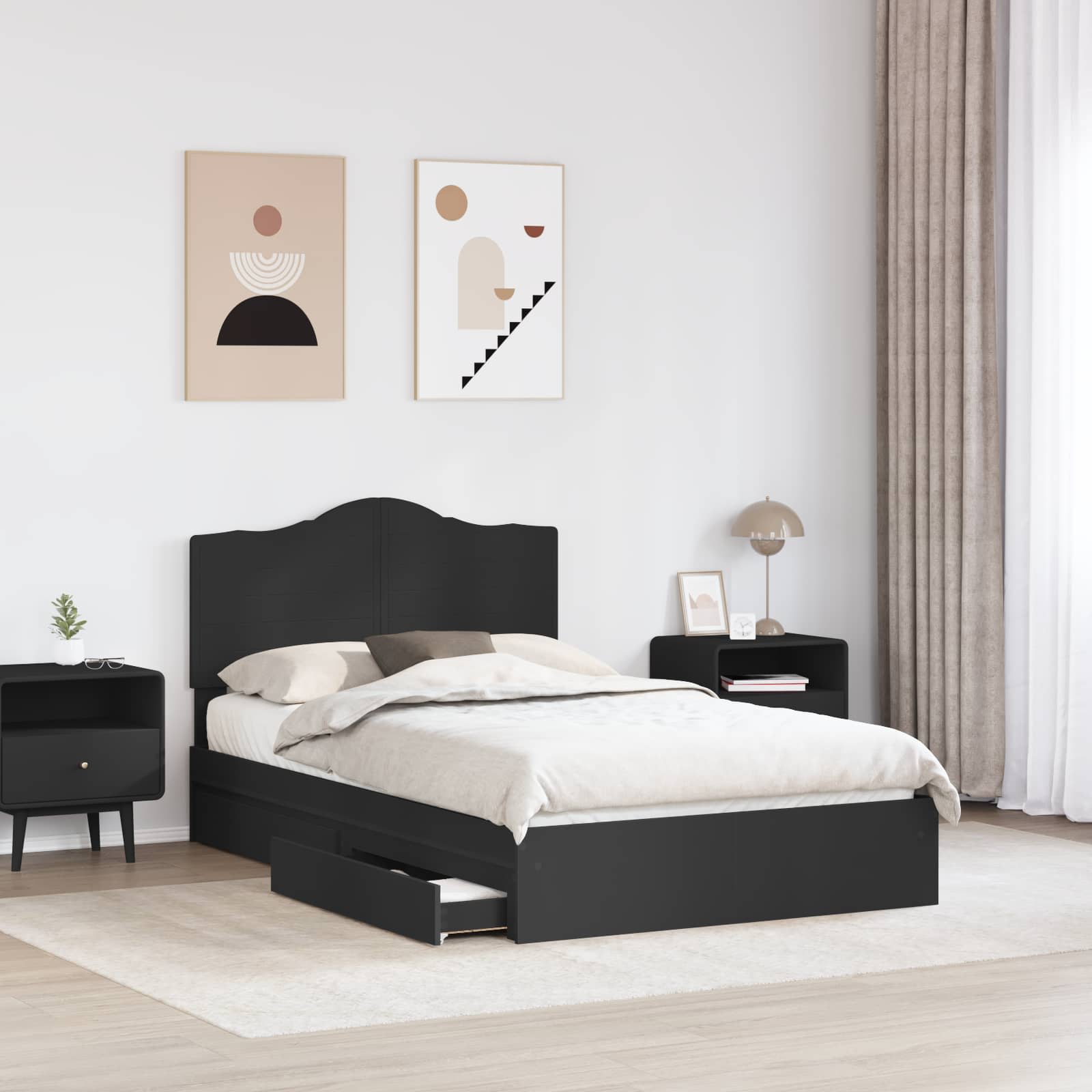 Κρεβάτι Αποθήκης Μαύρο 120 x 190 cm Επεξεργασμένο ξύλο - Pakobazaar