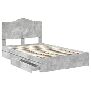 Κρεβάτι Αποθήκης Σκυρόδεμα Γκρι 120 x 190 cm Επεξεργασμένο Ξύλο