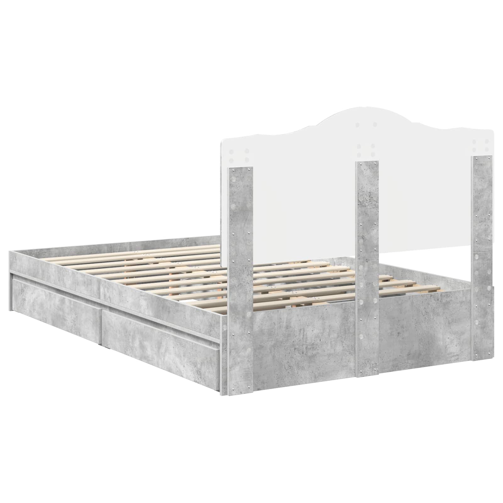 Κρεβάτι Αποθήκης Σκυρόδεμα Γκρι 120 x 190 cm Επεξεργασμένο Ξύλο