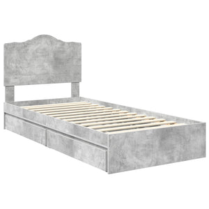 Κρεβάτι Αποθήκης Σκυρόδεμα Γκρι 90 x 190 cm Επεξεργασμένο Ξύλο