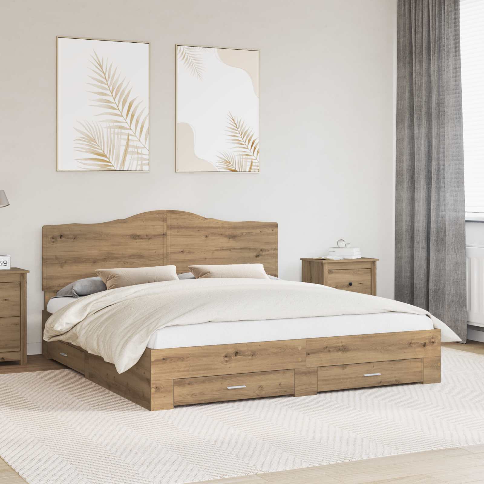 Σκελετός Κρεβατιού Artisan Oak 180 x 200 cm Επεξεργασμένο Ξύλο - Pakobazaar