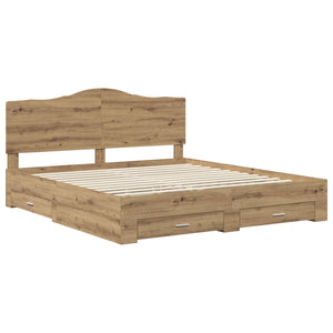 Σκελετός Κρεβατιού Artisan Oak 180 x 200 cm Επεξεργασμένο Ξύλο - Pakobazaar
