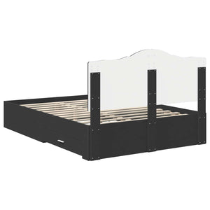 Σκελετός Κρεβατιού Μαύρο 140 x 190 cm Επεξεργασμένο Ξύλο