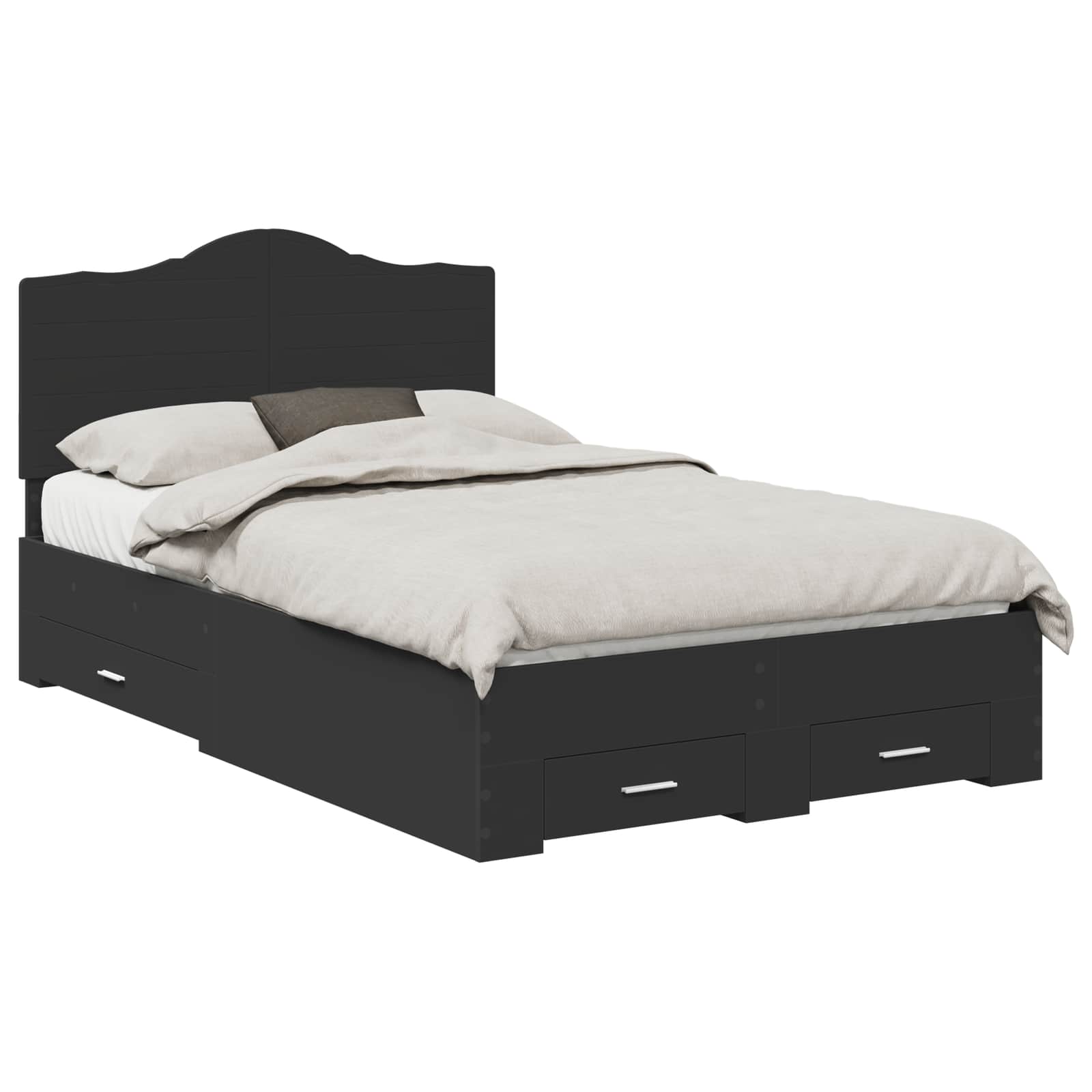 Σκελετός Κρεβατιού Μαύρο 135 x 190 cm Επεξεργασμένο ξύλο