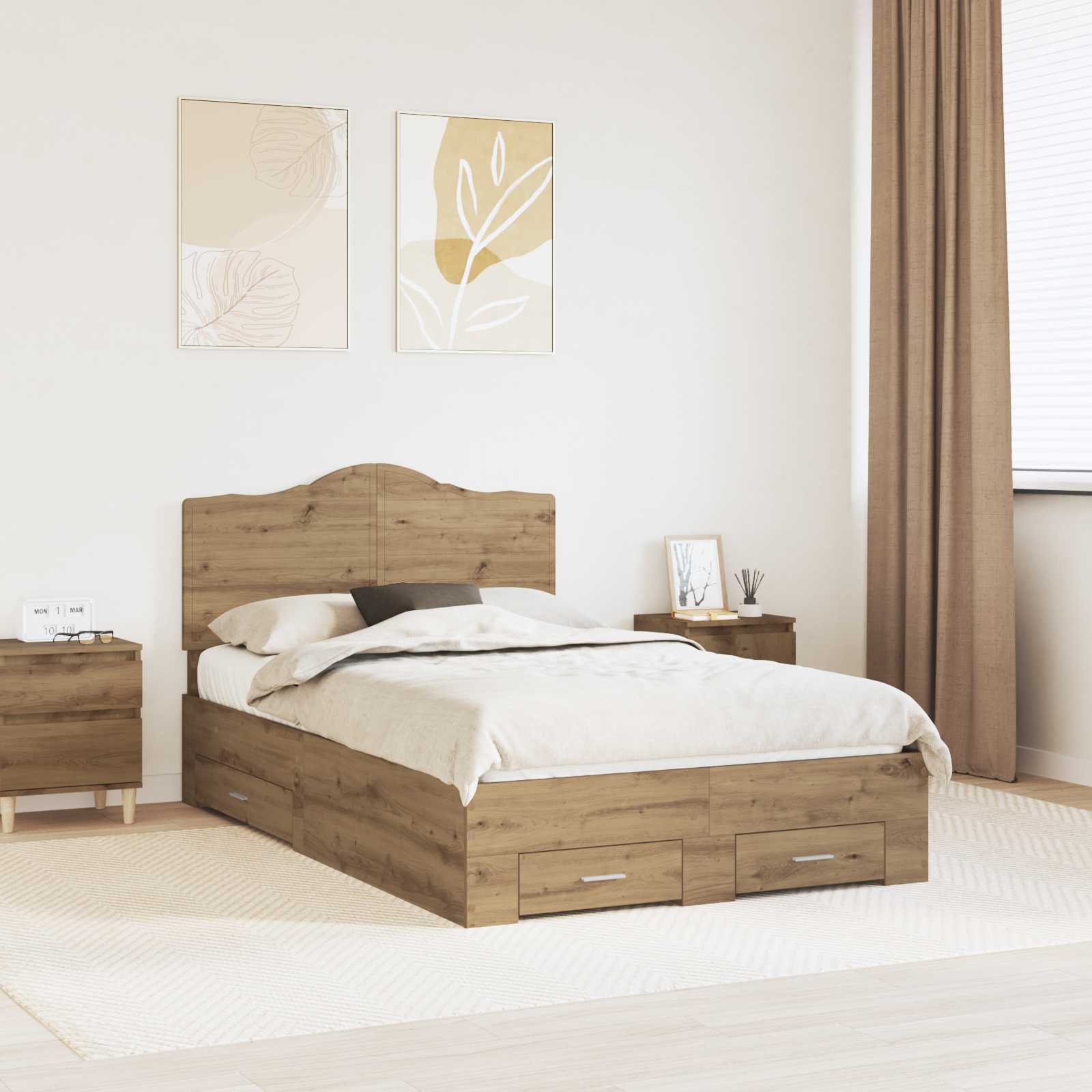 Σκελετός Κρεβατιού Artisan Oak 120 x 200 cm Επεξεργασμένο ξύλο - Pakobazaar