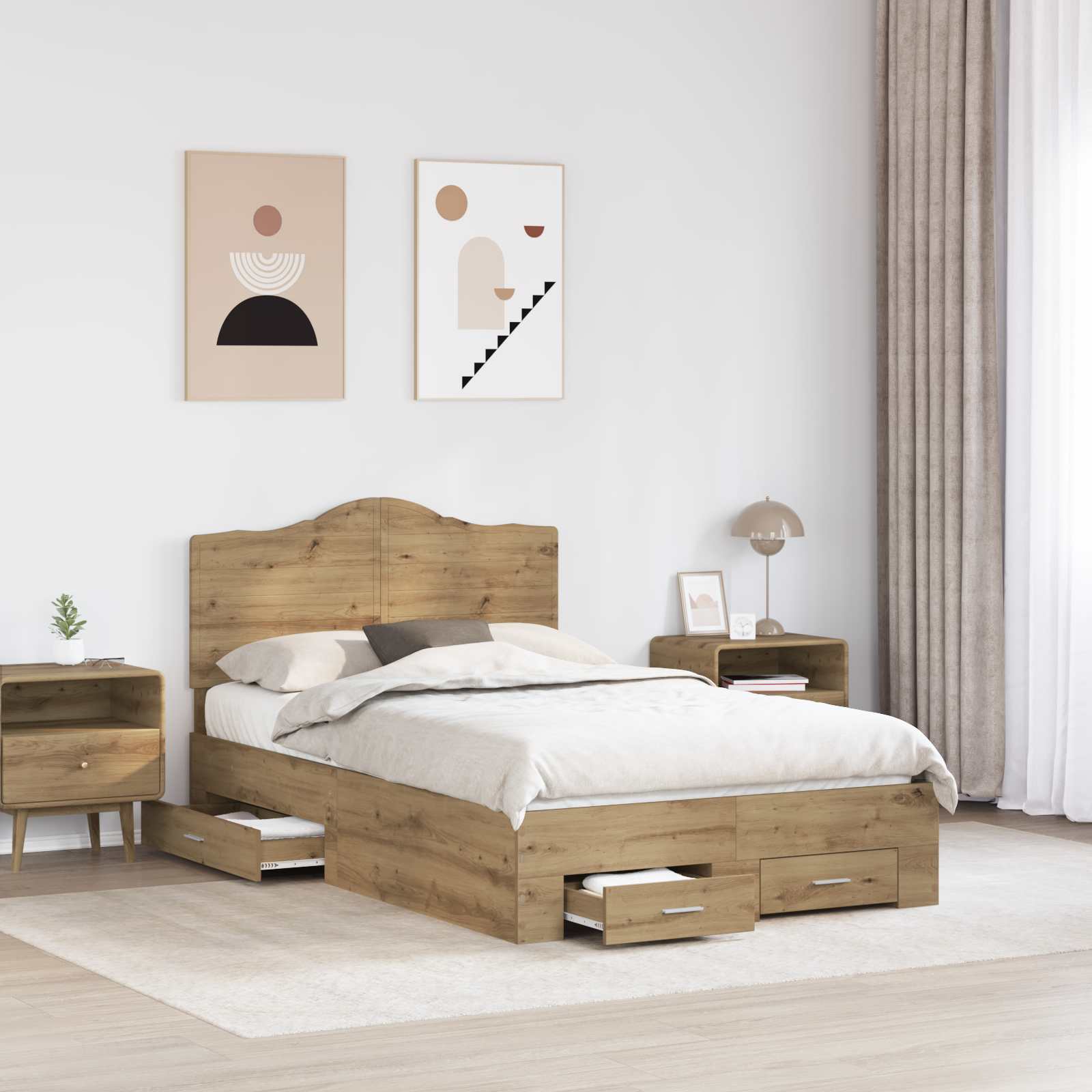 Σκελετός Κρεβατιού Artisan Oak 120 x 200 cm Επεξεργασμένο ξύλο - Pakobazaar