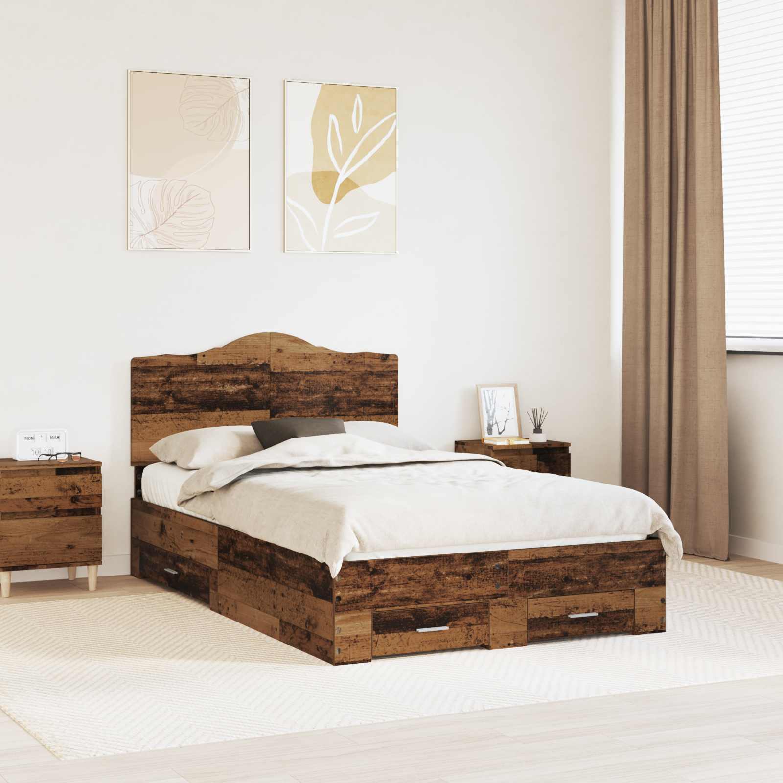 Σκελετός Κρεβατιού Παλιό ξύλο 120 x 190 cm Επεξεργασμένο ξύλο