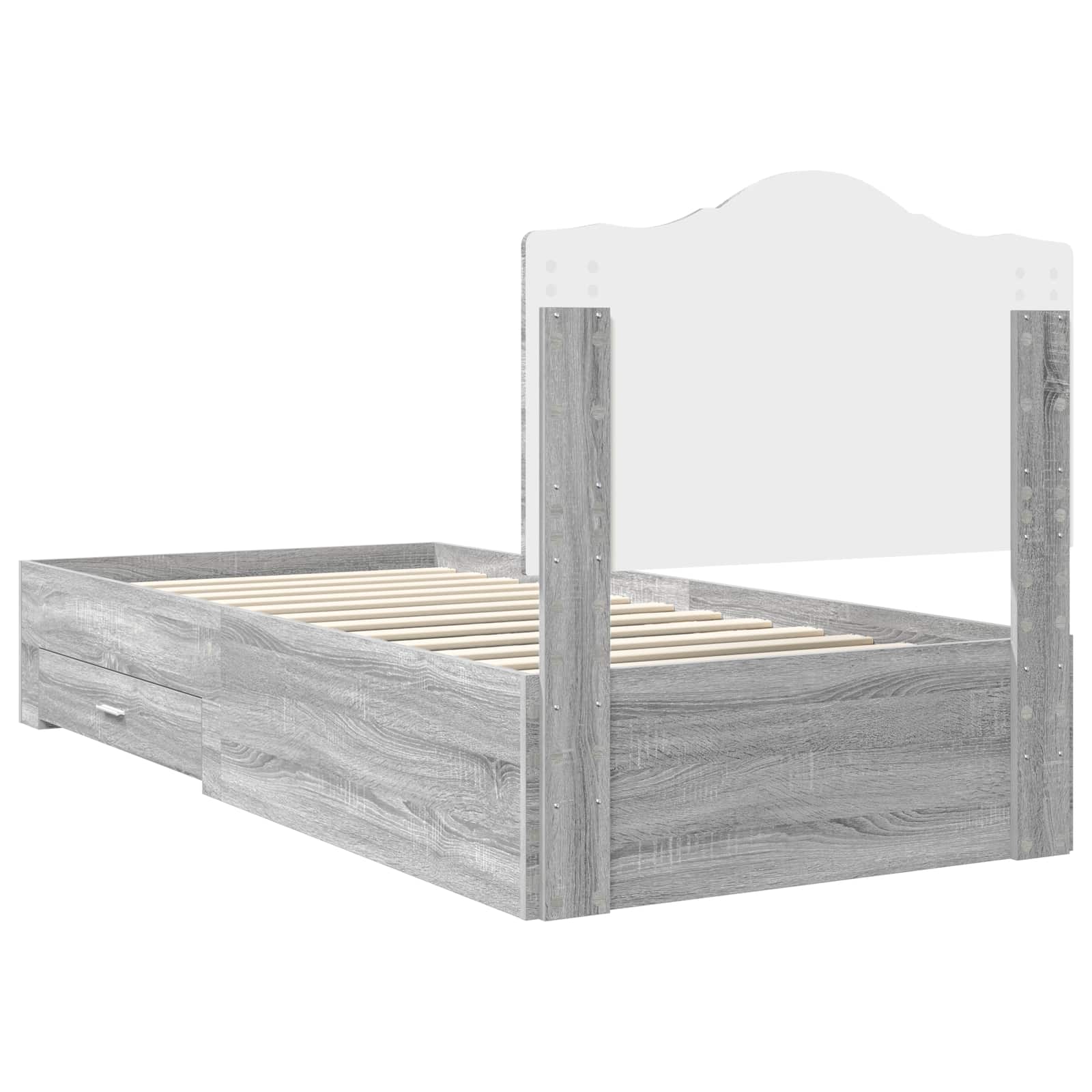 Σκελετός Κρεβατιού Γκρίζο Σονομα 90 x 190 cm Επεξεργασμένο ξύλο