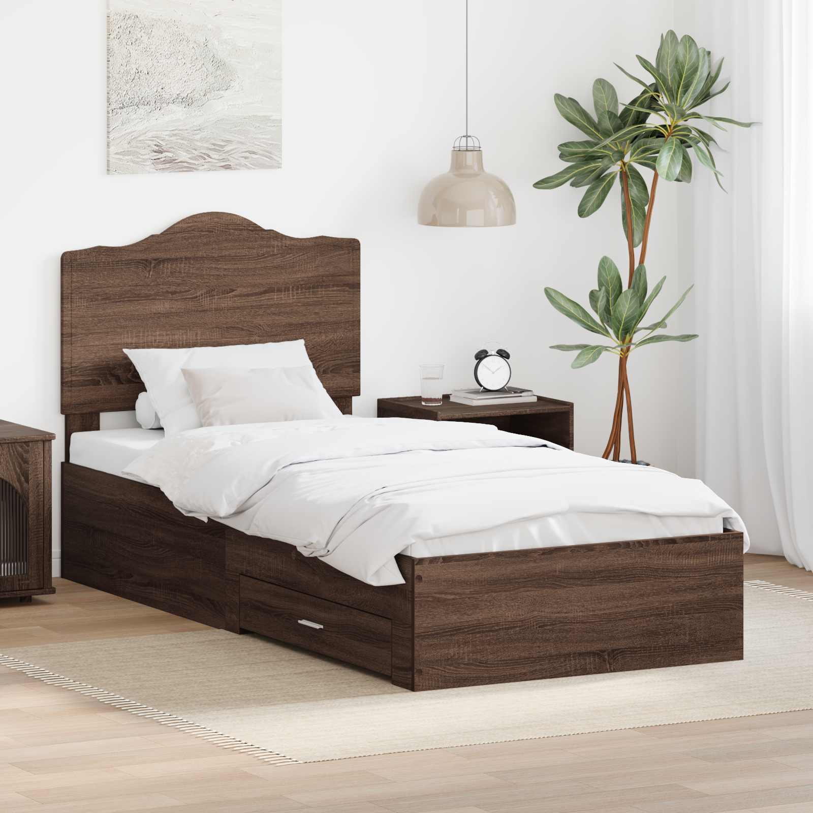 Σκελετός Κρεβατιού Καφέ δρυς 90 x 190 cm Επεξεργασμένο Ξύλο - Pakobazaar