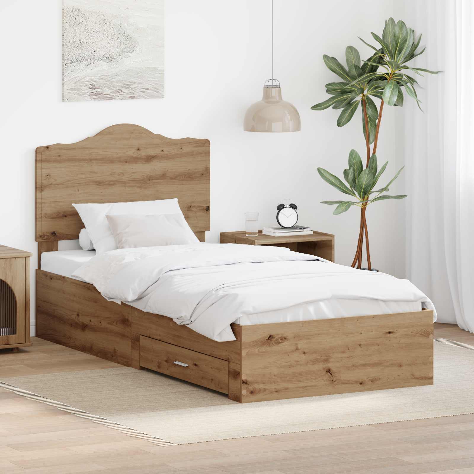 Σκελετός Κρεβατιού Artisan Oak 90 x 190 cm Επεξεργασμένο ξύλο