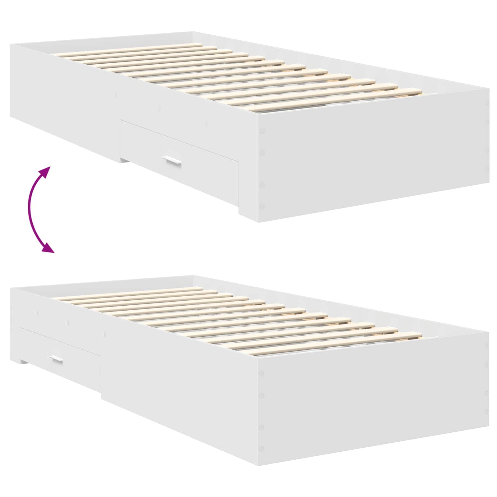 Σκελετός Κρεβατιού Λευκό 70 x 190 cm Επεξεργασμένο ξύλο